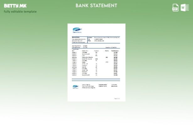 модерен стил на Доминиканската Република Прогресо банкарски извод на ексел шабло